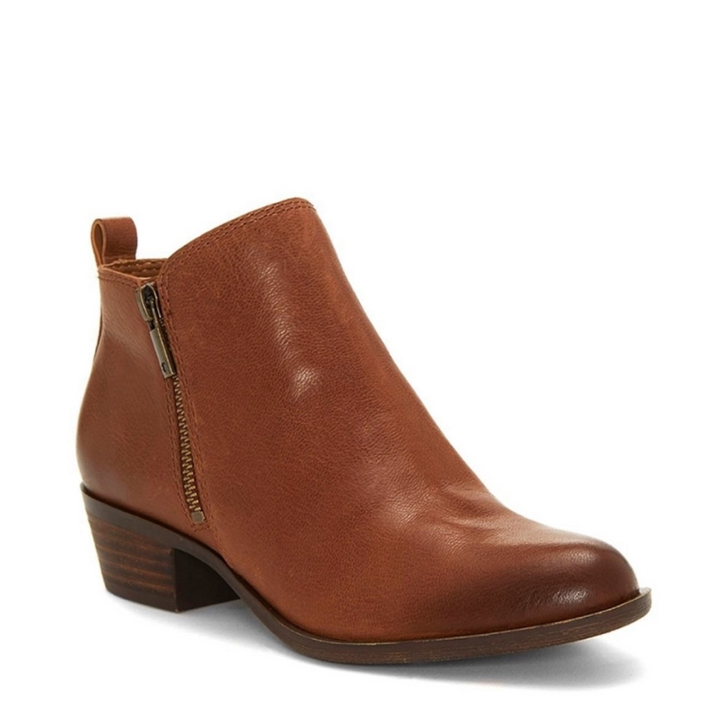Lucky Brand Basel Burnished Leather Toffee Brown Bootie Women’s 7 M EUC